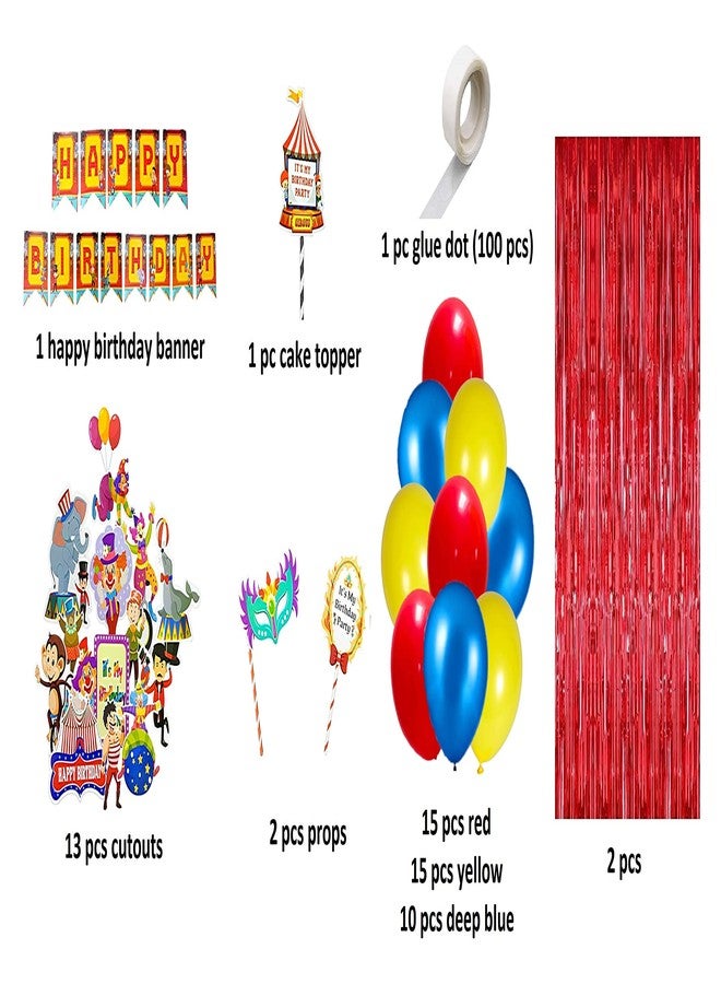 FI - FLICK IN Circus Latex & Paper Circus Theme Birthday Decoration Foil Curtain Cutouts Carnival Birthday Party Decorations (Pack of 60, Multicolor) - Image 2